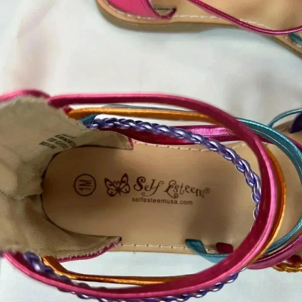 Self Esteem Izzy Size 1M Multicolor Rainbow Sandals Shoes